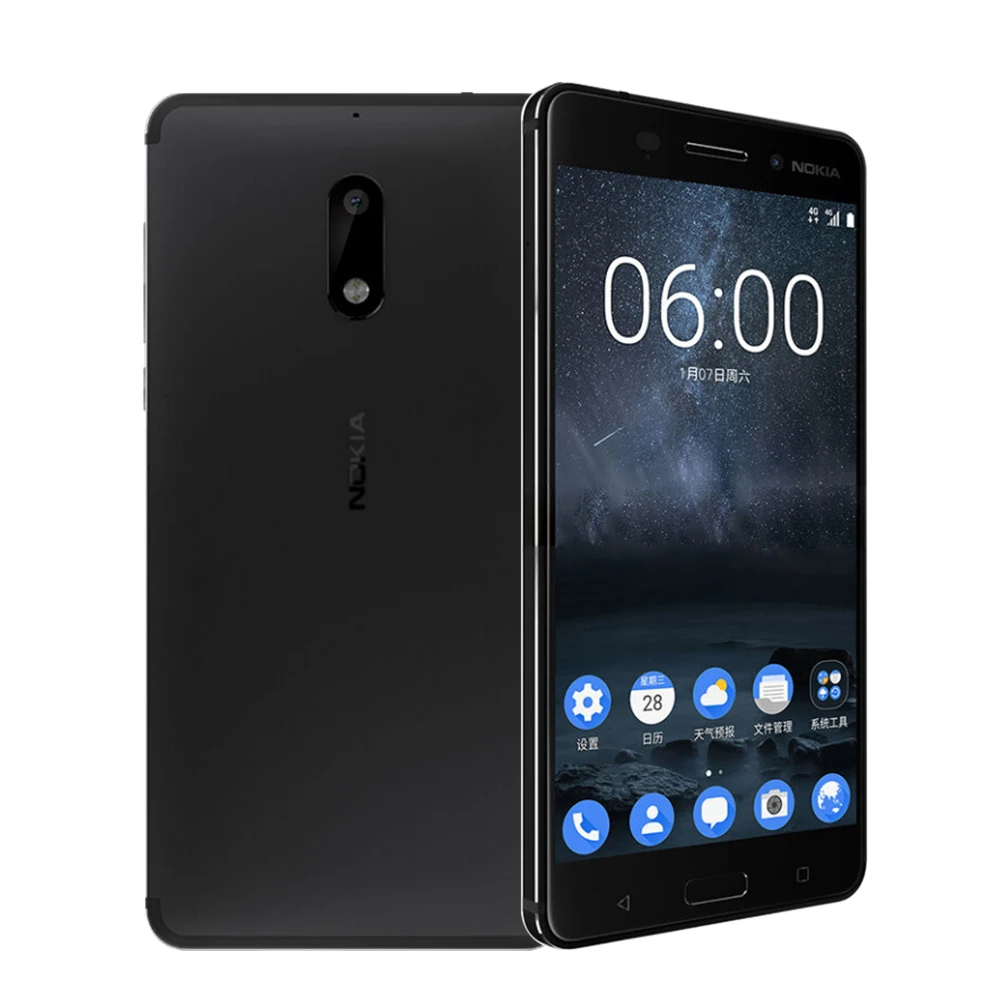 Сотовый телефон Nokia 6 две SIM карты Android Snapdragon 430 4 Гб ОЗУ 64 ПЗУ Восьмиядерный сканер