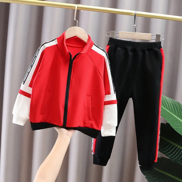 2021 spring and autumn boy jacket children's children's clothing letter stitching cotton sports suit fashion boy baby suit 2