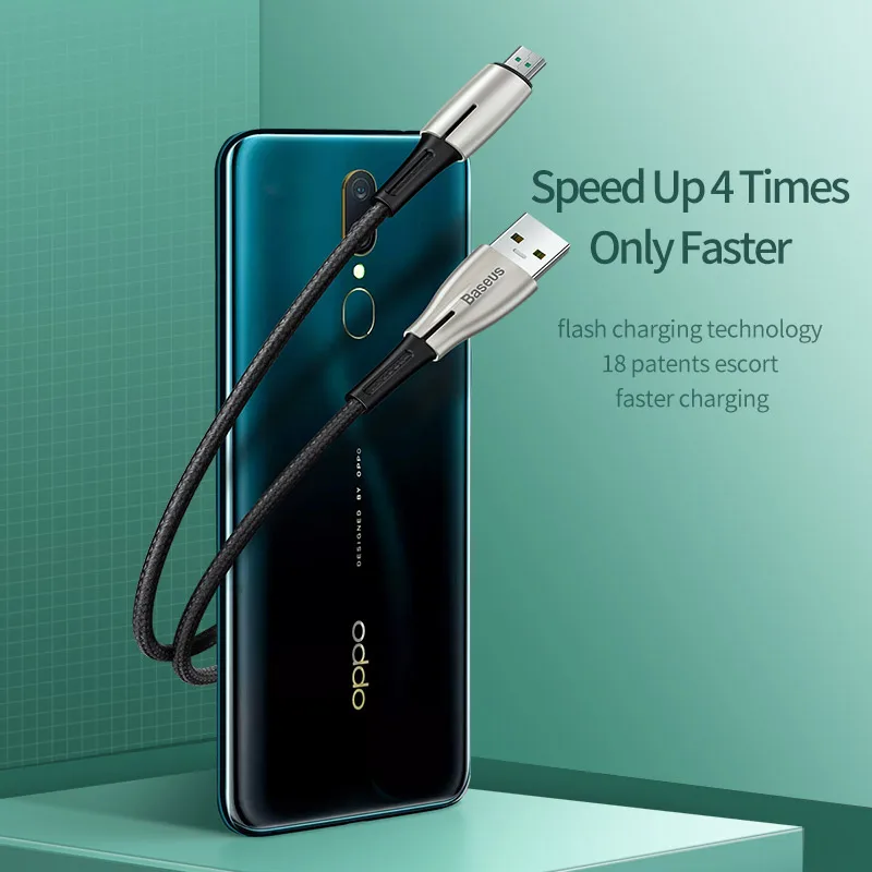 Baseus 4A Быстрая зарядка микро кабель 20 Вт USB для микро данных кабель для OPPO R15 R11S VIVO VOOC Dash зарядный кабель