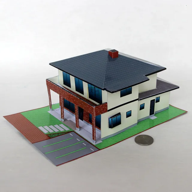 Villa Building 3D Paper Model DIY Educational Parents And Children Handicraft Course Origami Construction Papercraft Toy 1