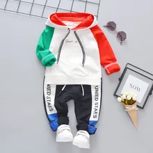 Baby Boy Casual Clothing Set Spring Autumn Children Hooded Sweatshirt Long Sleeve Splice Sets Toddler Pullover Tracksuit Suits
