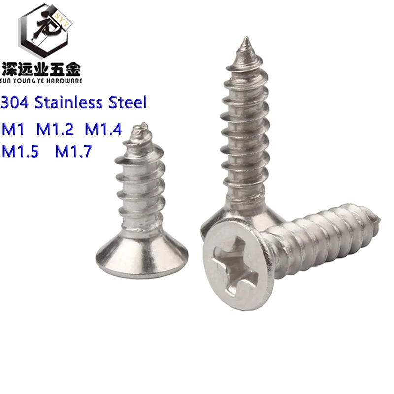 1000 шт крестовые утопленные плоские винты с потайной головкой саморезы M1 M1.2 M1.4 M1.5