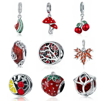 

Red Plant Combination Diy 925 sterling silver original letter beads for jewelry making Fit pandora charm bracelet