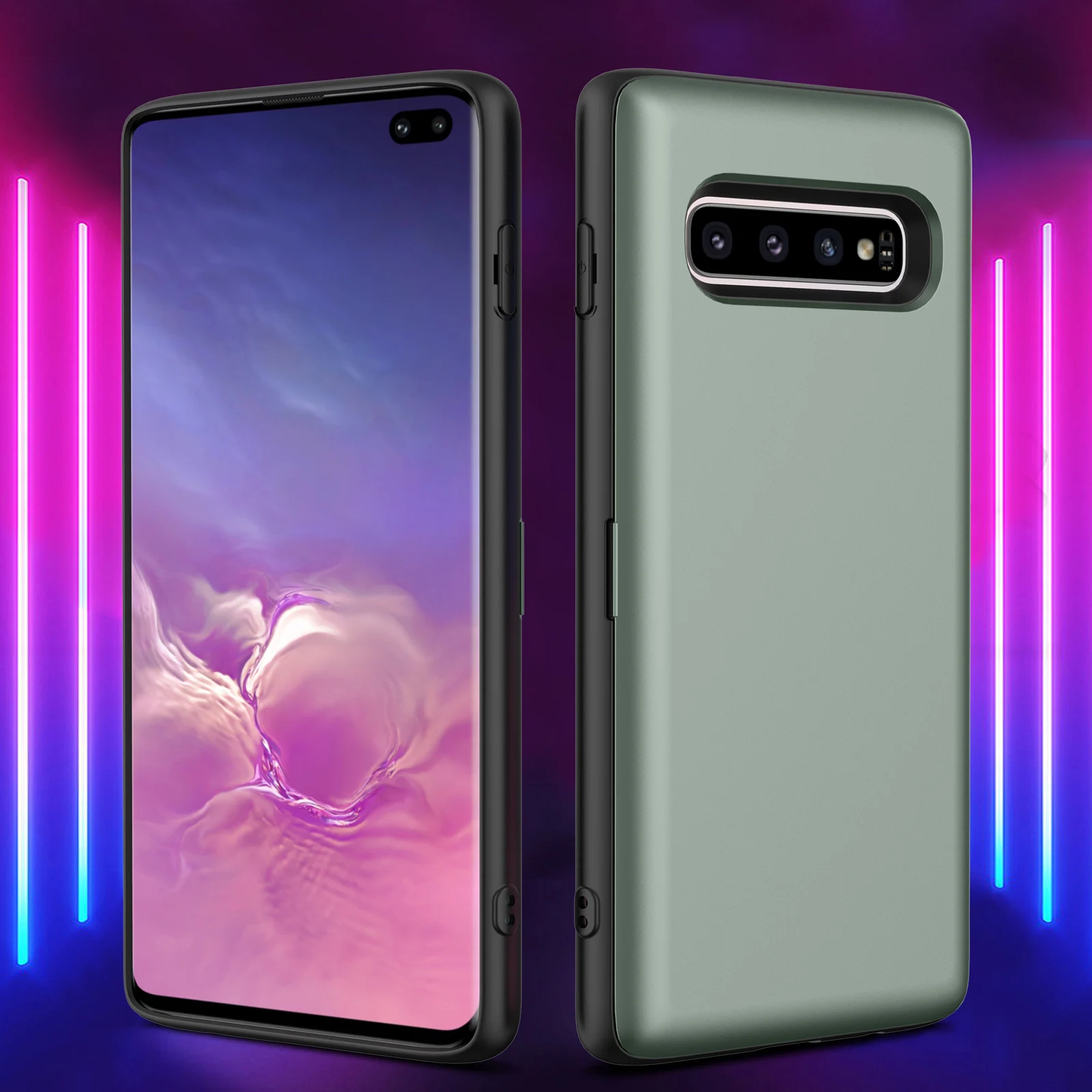 Держатель для карт чехол для телефона для samsung Galaxy Note 8, 9, 10 Plus, чехол-кошелек, Карманный Чехол-подставка для samsung Galaxy S10, S9, S8 Plus, Lite - Цвет: Army Green