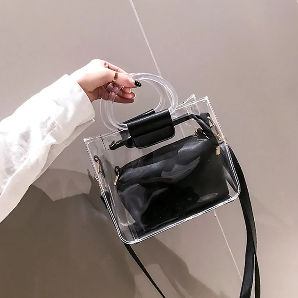

Handbag bags for women 2019 2PC Jelly Transparent Messenger crossbody bag Woman Portable Shoulder Bag bolsa feminina bolso mujer