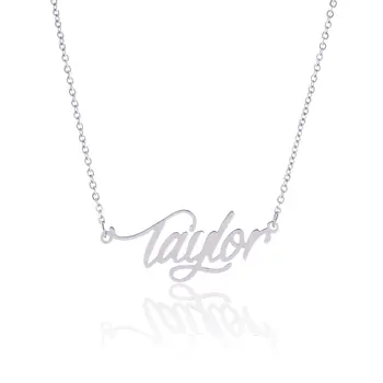 

2020 Silver English Name Necklace Customized Nameplate Birthday Stainless Steel Engraving Gift Personalized Jewelry Hot