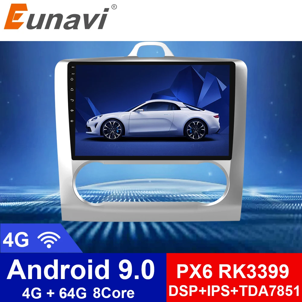 Автомагнитола Eunavi 9 дюймов Android 0 стерео мультимедийный плеер GPS-навигация для Ford