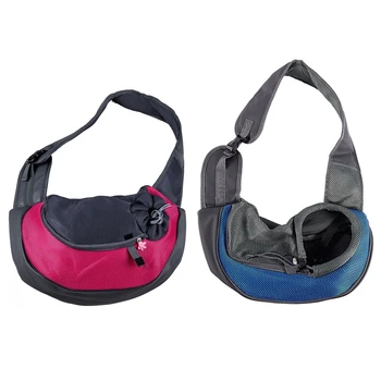 

2 Pcs Pet Dog Cat Puppy Carry Travel Tote Shoulder Bag Purse Sling Backpack Blue S & Rose S