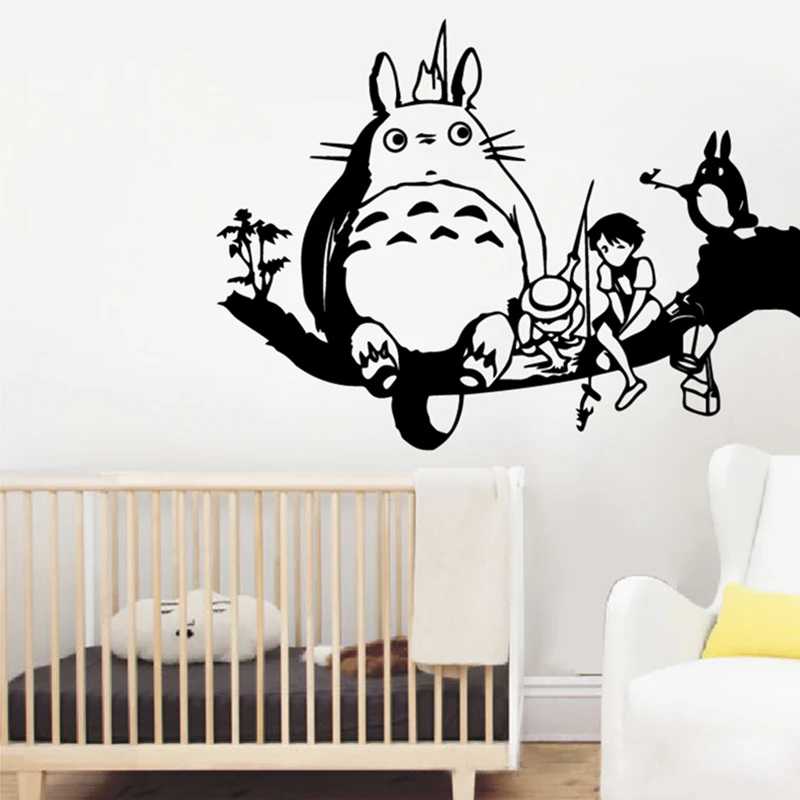 cute-totoro-wall-sticker-vinyl-wallpaper-for-kids-room-decor-waterproof-totoro-wall-art-decal-stickers decoration