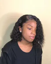 Rizado de la onda de agua Bob peluca del pelo humano del frente del cordón pelucas con minimechones pelo brasileño BOB corto peluca para las mujeres negras