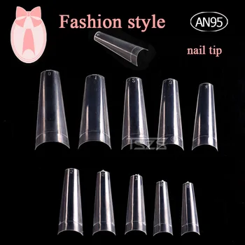 

1bag/lot 500pcs 10 sizes Clear Square False Fingernails Transparent Half Cover Stiletto Artificial Nails For Nail Art Salon