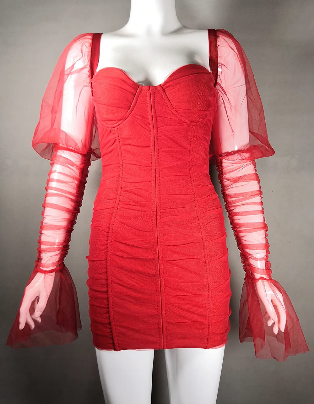 Meqeiss, новинка, Осеннее мини кружевное Бандажное платье, женское сексуальное платье с открытой спиной, винтажные облегающие вечерние платья, элегантные платья платье бандажное платье платье с открытой спиной - Цвет: Red bandage