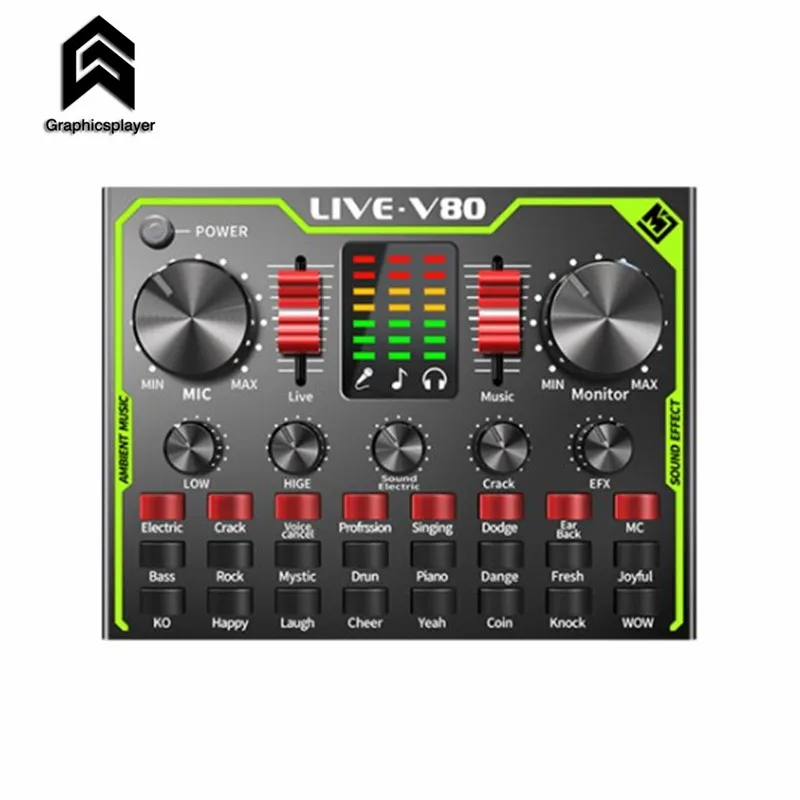 V80 Sống Card Âm Thanh Phối USB Card Âm Thanh Gắn Ngoài Mạng Mỏ Neo Loại Giao Diện Cho Điện Thoại Di Động Kênh