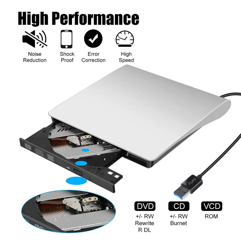 Внешний DVD-привод 2021 дюйма USB 3 0 CD/DVD +/-RW привод/DVD-плеер для ноутбука CD ROM горелка