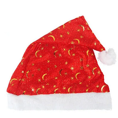 Горячие Рождественские распродажи шляпы Золотая Серебряная Снежинка Луна Санта шляпа для взрослых детей Новогодняя Рождественская шапка рождественские украшения - Цвет: gold moon