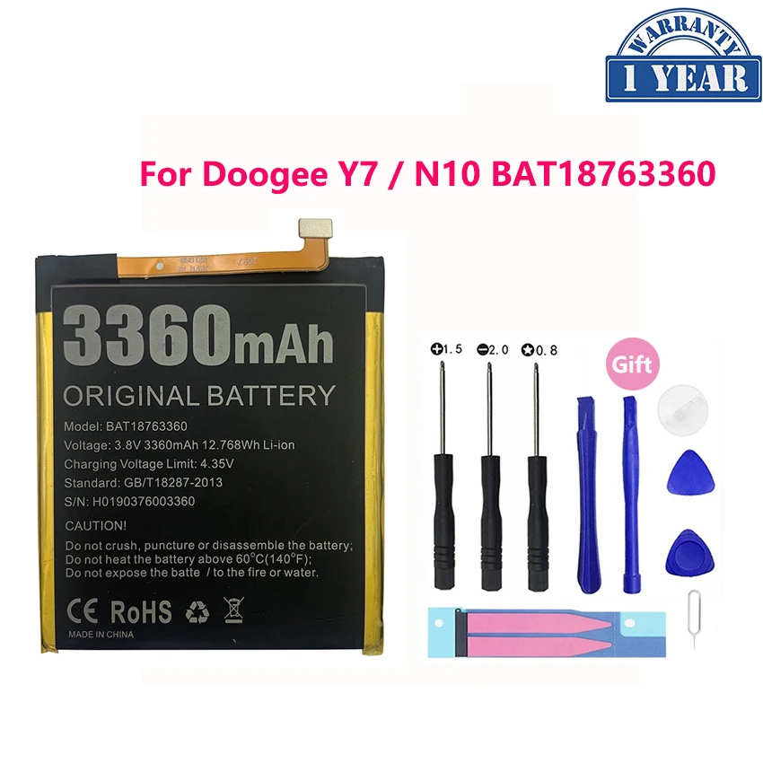 100% Original High Quality 3360mAh BAT18763360 Battery For Doogee Y7 N10 Mobile Phone Replacement Batteries Bateria | Мобильные