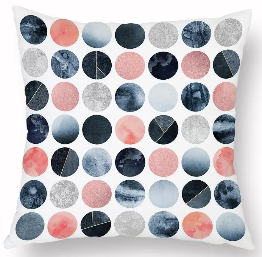 Scandinavian Style Creative Geometric Pattern Cushion Personality Marble Printed Pillow Watercolor Landscape Painting For Home - Color: A18