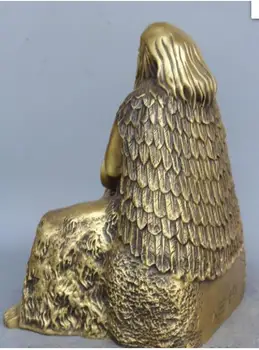 

China Myth Pure Brass Eight Diagrams People Man King Fu Xi God Immortai Statue