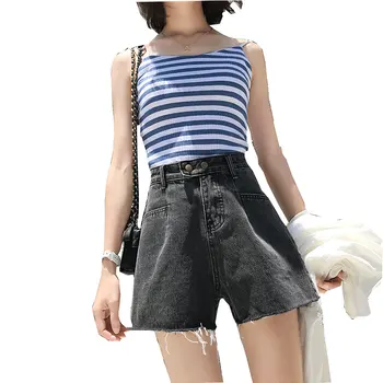 

Summer Vintage Faded Jeans Shorts Women Female Rolled Cuff Distressed Denim Shorts Ladies Retro Streetwear Short girl blue Pants