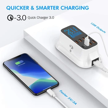 

QC 3.0 8 Port USB Charger HUB Fast Charger LED Display Multi USB Charging Station Dock Holder Stand Mobile Phone Desktop Home