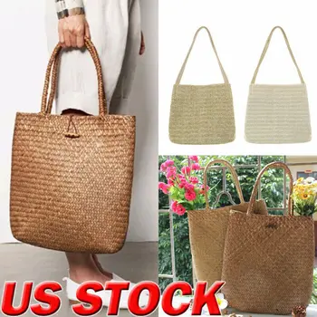 

New Women Straw Bag Woven Handbag Crossbody Boho Beach Summer Bag Shoulder Bag