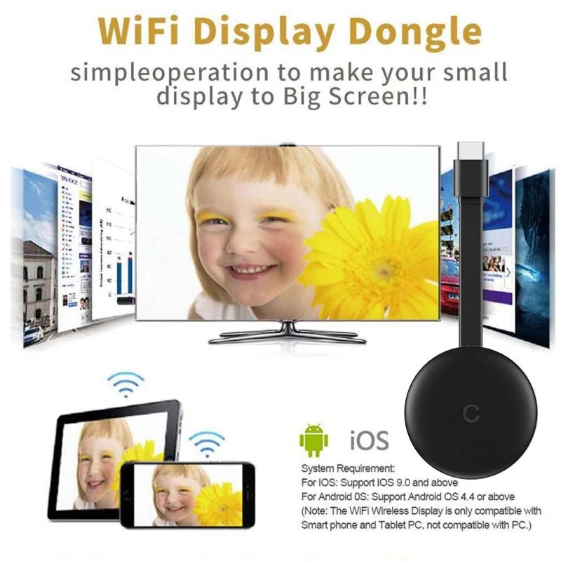 2,4G 1080P HD беспроводной HDMI Android tv stick Miracast Airplay Wifi Дисплей приемник HDTV ключ зеркальное отображение медиа стример для iOS