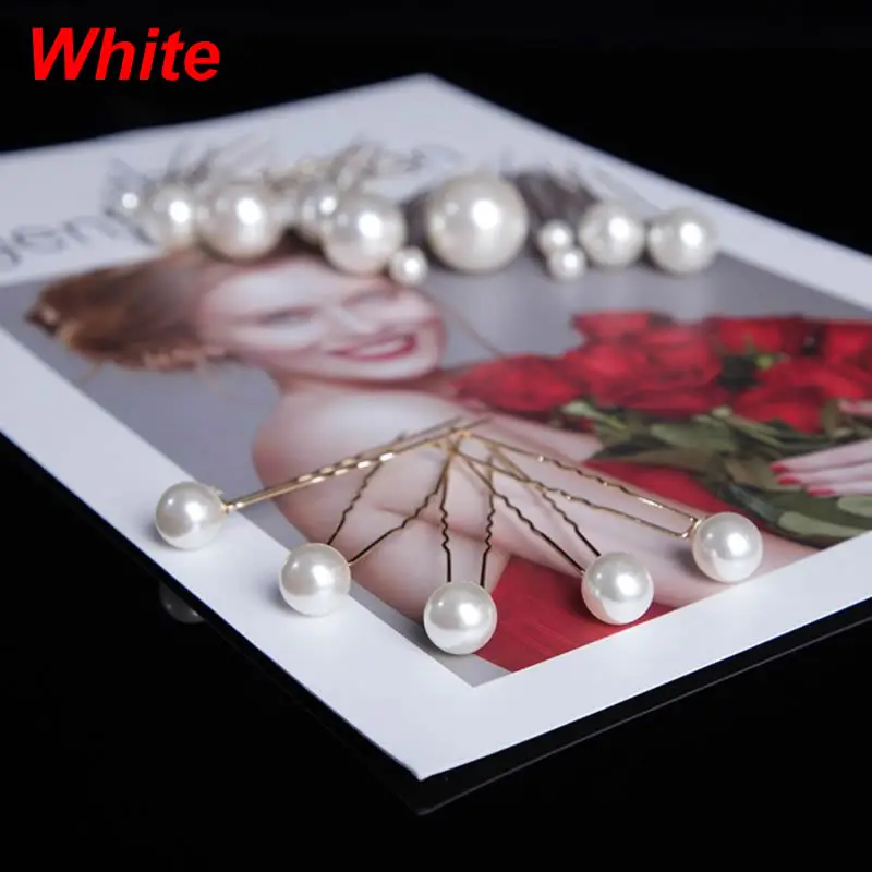White 18 шт./компл. большие и маленькие искусственный жемчуг аксессуар для волос комплект u-образный обруч для волос, заколка для волос Свадебные аксессуары для волос X4YA - Окраска металла: White