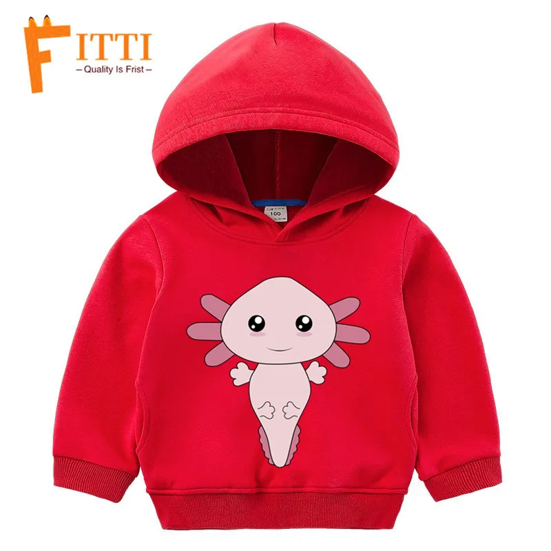 T127B-YM-red Axolotl/Детские толстовки с капюшоном; Детский свитер; сезон осень-зима; толстовка с капюшоном - Цвет: T127B-YM-red