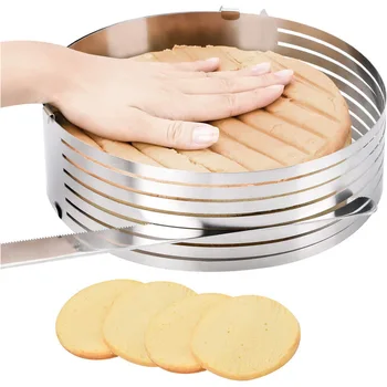 

16-20cm Adjustable Stainless Steel Cake Slicer Mold Bakeware Cutter Cake Ring Baking Cake Tools Bread Slicer Layered Baking Tool