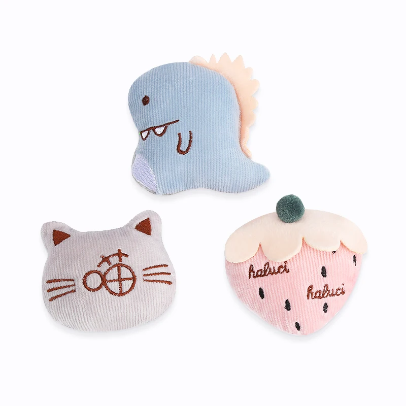 

Cat Toy Set Plush Chew Toys with Catnip inside Dinosaur Cat Strawberry Interactive Toys 3-pack