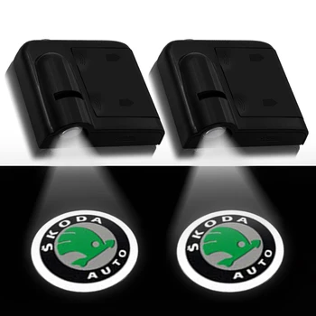 

wireless Led car door welcome Laser projector Logo ghost shadow lights for Skodas superb 2009-2015 Octvia Octavia 2004-2008