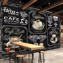 Personalizado cualquier tamaño Mural papel tapiz Retro pintado a mano pizarra café Fresco restaurante café Fondo decoración de pared en PVC pegatinas