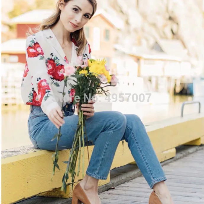 Шелк Зубчатый цветочный принт блузка Топ-Elfbop 2019ss женская летняя блузка рубашка