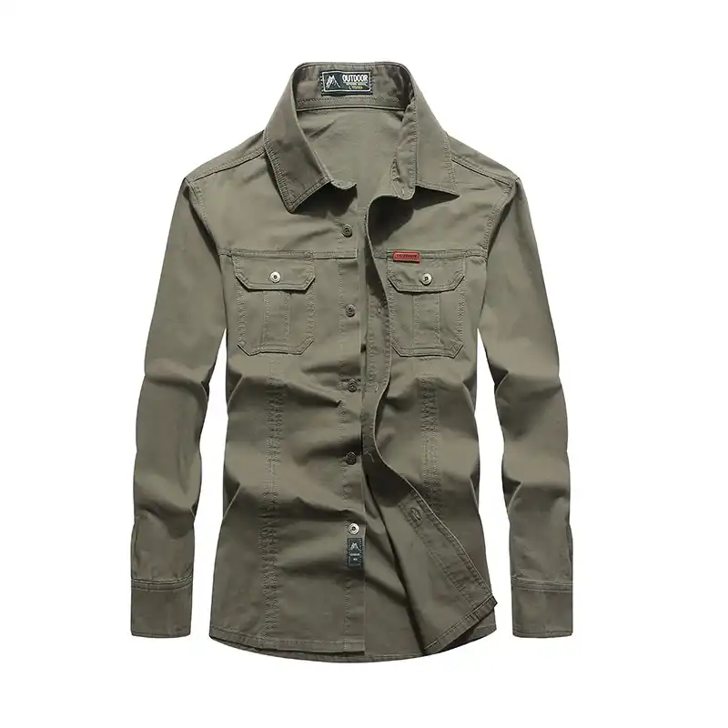 camisa jeans verde militar masculina