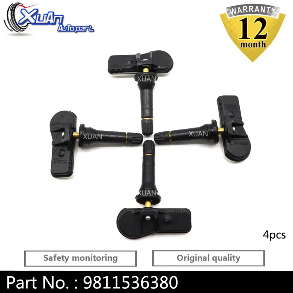 XUAN 4 шт. датчик давления в шинах TPMS 9811536380 9673860880 для Citroen Berlingo Multispace C5 C-Elysee DS9 207 Tepee Van