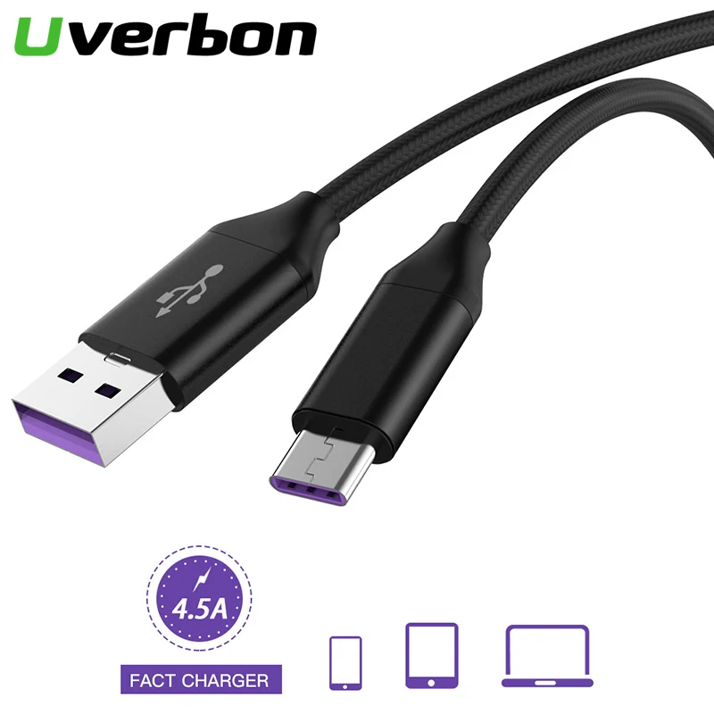 USB C кабель 4.5A супер зарядка usb type для huawei p10 p20 Быстрая быстрое зарядное устройство