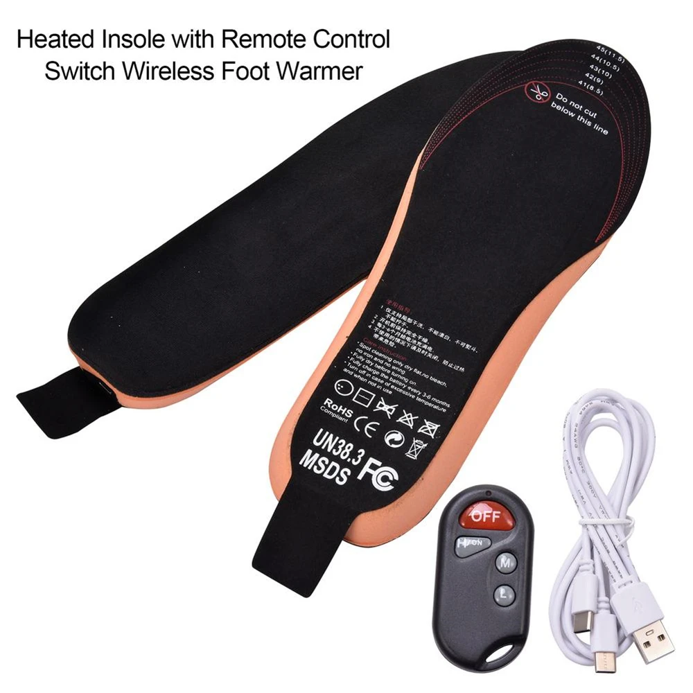Heating Shoes Insole Electric Warm Remote Control Heat Thermal Pads Foot Care 