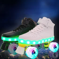 Outdoor Lights White Roller Skates Wheels Led Double Row Roller Skates for Adults Fashion Rolki Do Jazdy Sports Equipment