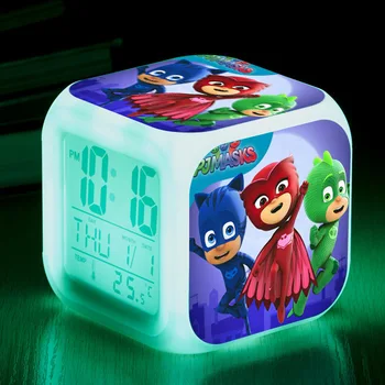 

PJ Masks Alarm Clock Cartoon Anime Character Pattern Cat Boy With Light Electronic Alarm Clock For Children's Birthday Gift