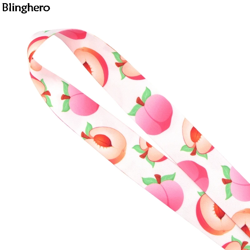 Blinghero персиковый шнурок для ключей, классный держатель для телефона на шею, ремни с фруктовым принтом, Висячие веревки, модный аксессуар для женщин и детей, BH0309
