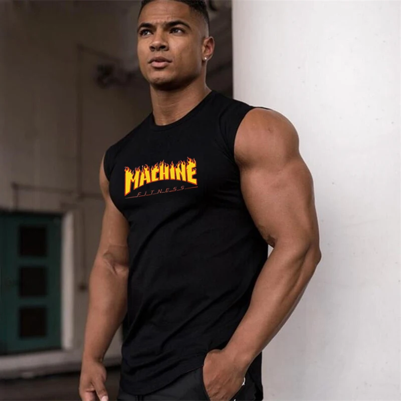 

New Brand Fashion Workout Stringer Tank Tops Men Gyms Casual Singlets Fitness Sports Clothing Bodybuilding Cotton Vest