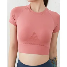 Бесшовный укороченный топ без рукавов для тренажерного зала, укороченные топы для йоги и фитнеса, рубашки Женская Спортивная одежда для женщин, спортивные тренировки