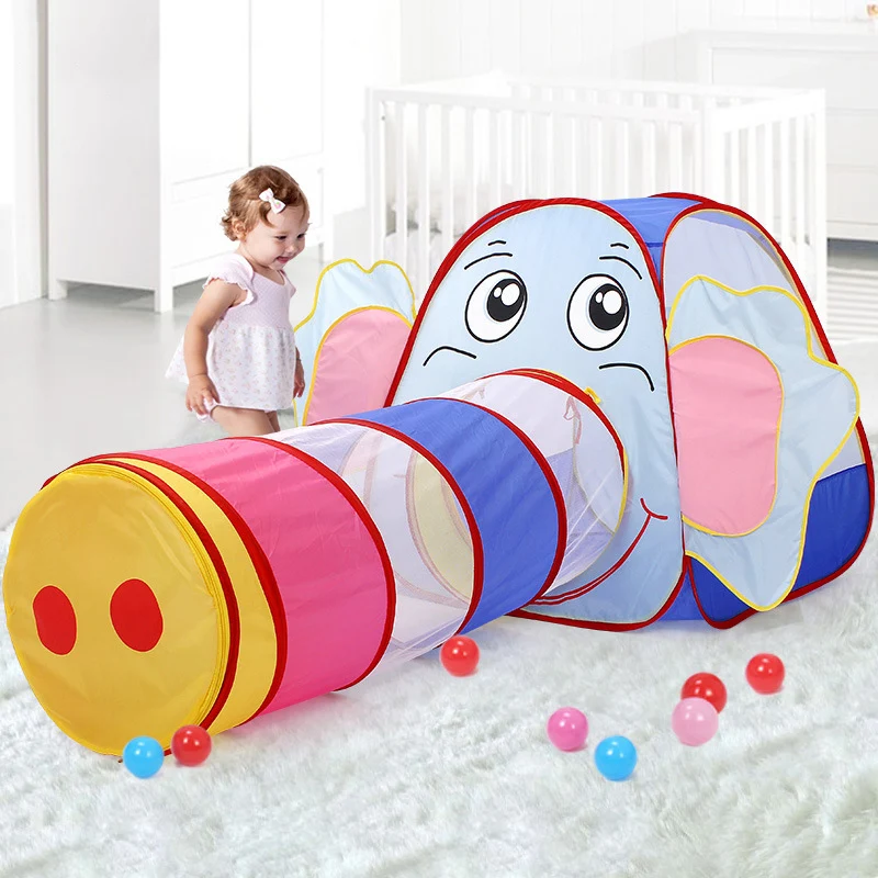 children-cartoon-elephant-ocean-ball-wave-pool-baby-play-house-sunlight-tunnel-toys-foldable-tent-for-kids-baby-birthday-gifts