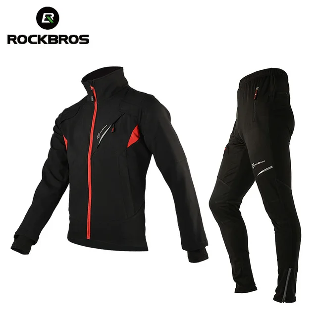 One set ROCKBROS куртка для велоспорта зимняя спортивная Флисовая теплая ветрозащитная куртка для езды на велосипеде водостойкая велосипедная Светоотражающая куртка - Цвет: One set