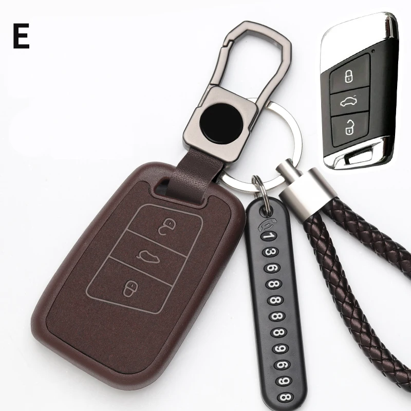 E type Brown Чехол для автомобильного ключа, защитная сумка, подходит для Volkswage для VW PASSAT B8 B5 Golf 4 5 6 7 MK 7 Polo Jetta Tiguan, автомобильные аксессуары - Название цвета: E type Brown
