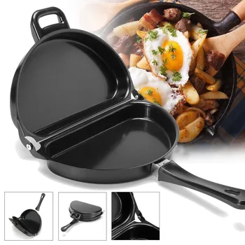 

Non Stick Coated Omelet Pan Double Side Folding Pan Kitchen Breakfast Skillet Frying Pan Skillet Omelette Maker Cooking Tool