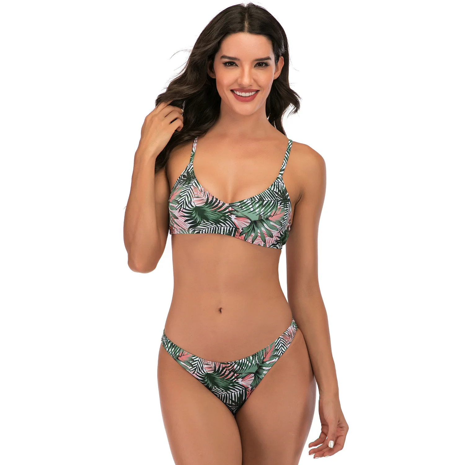 Бикини 2020 новый стиль Двухсекционный купальник женский полосатый купальный