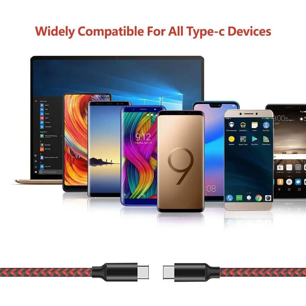 2 м usb type C к type C кабель для huawei samsung S9 Plus поддержка PD 60 Вт QC3.0 QC4.0 3A кабель быстрой зарядки для устройств type-C