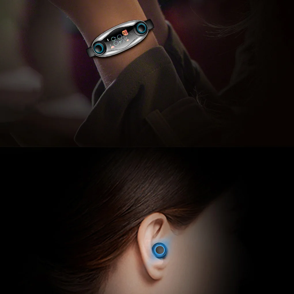 2-в-1 T90 Bluetooth 5,0 наушники Беспроводной наушники Фитнес смарт-браслет Смарт-часы