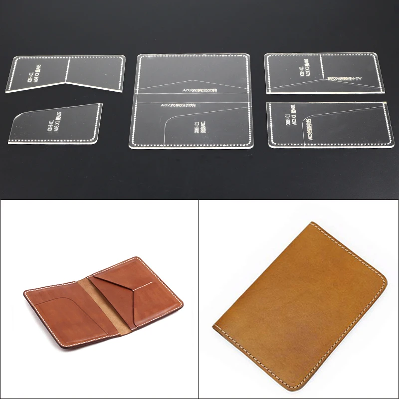 

1Set DIY Acrylic Template New Passport Holder Double Card Storage Bag Leather Craft Pattern DIY Stencil Sewing Pattern 10cm*15cm